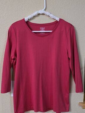 L.L. Bean Women's Scoop Neck Long Sleeve Top - Berry Pink
